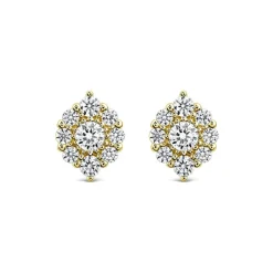 9ct Yellow Gold Cubic Zirconia Cluster Flame Stud Earrings