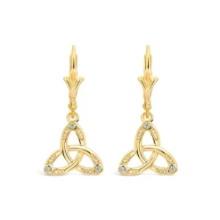 9ct Yellow Gold Cubic Zirconia Trinity Knot Drop Earrings