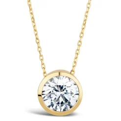 9ct Yellow Gold Cubic Zirconia Rubover Pendant (Chain Included)