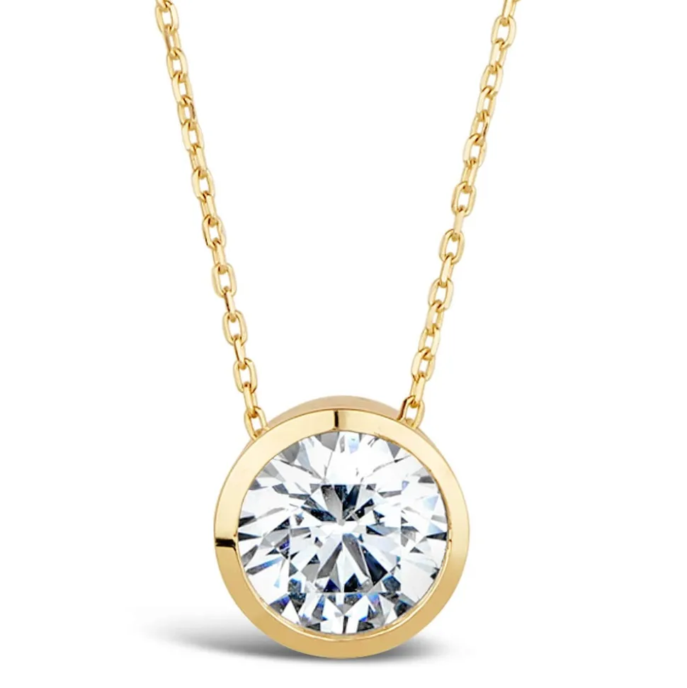 9ct Yellow Gold Cubic Zirconia Rubover Pendant (Chain Included)