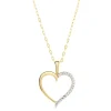 9ct Yellow Gold Cubic Zirconia Open Heart Pendant (Chain Included)