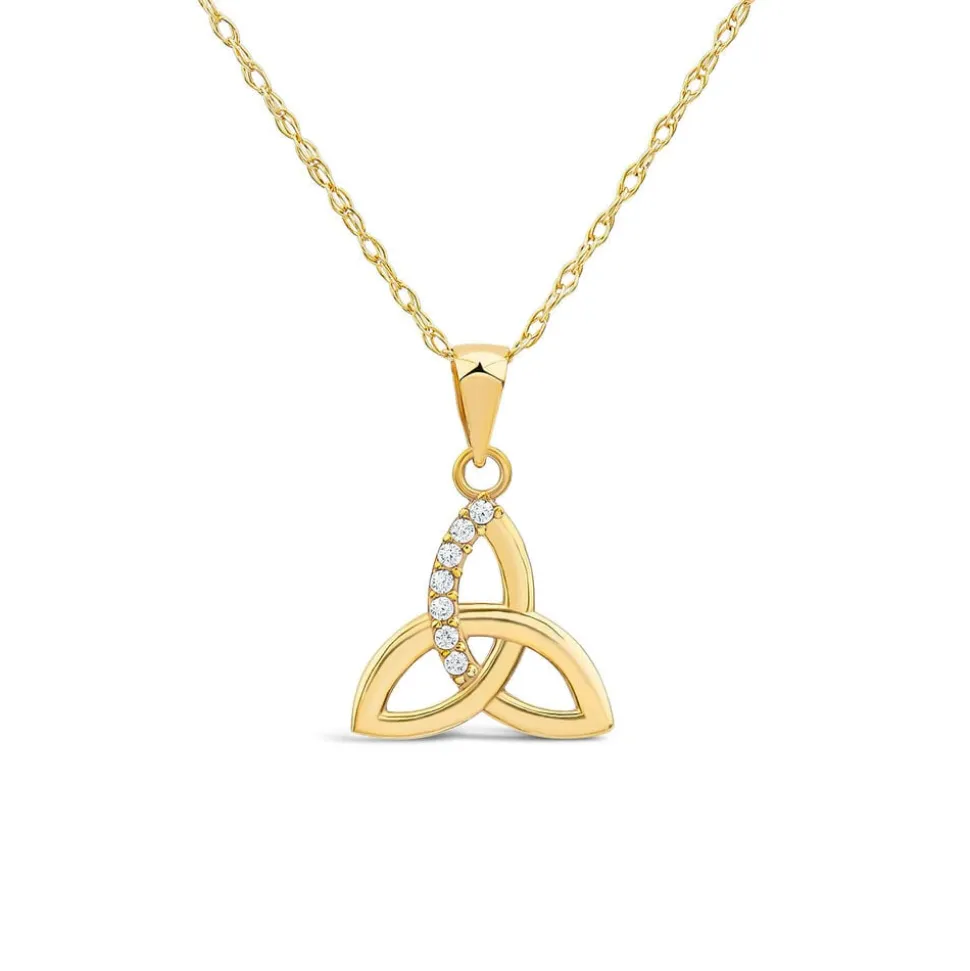 9ct Yellow Gold Cubic Zirconia Trinity Knot Pendant