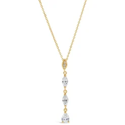9ct Yellow Gold Cubic Zirconia Pear Drop Necklace