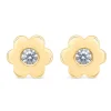 9ct Yellow Gold Cubic Zirconia Set Simple Flower Kids Stud Earrings