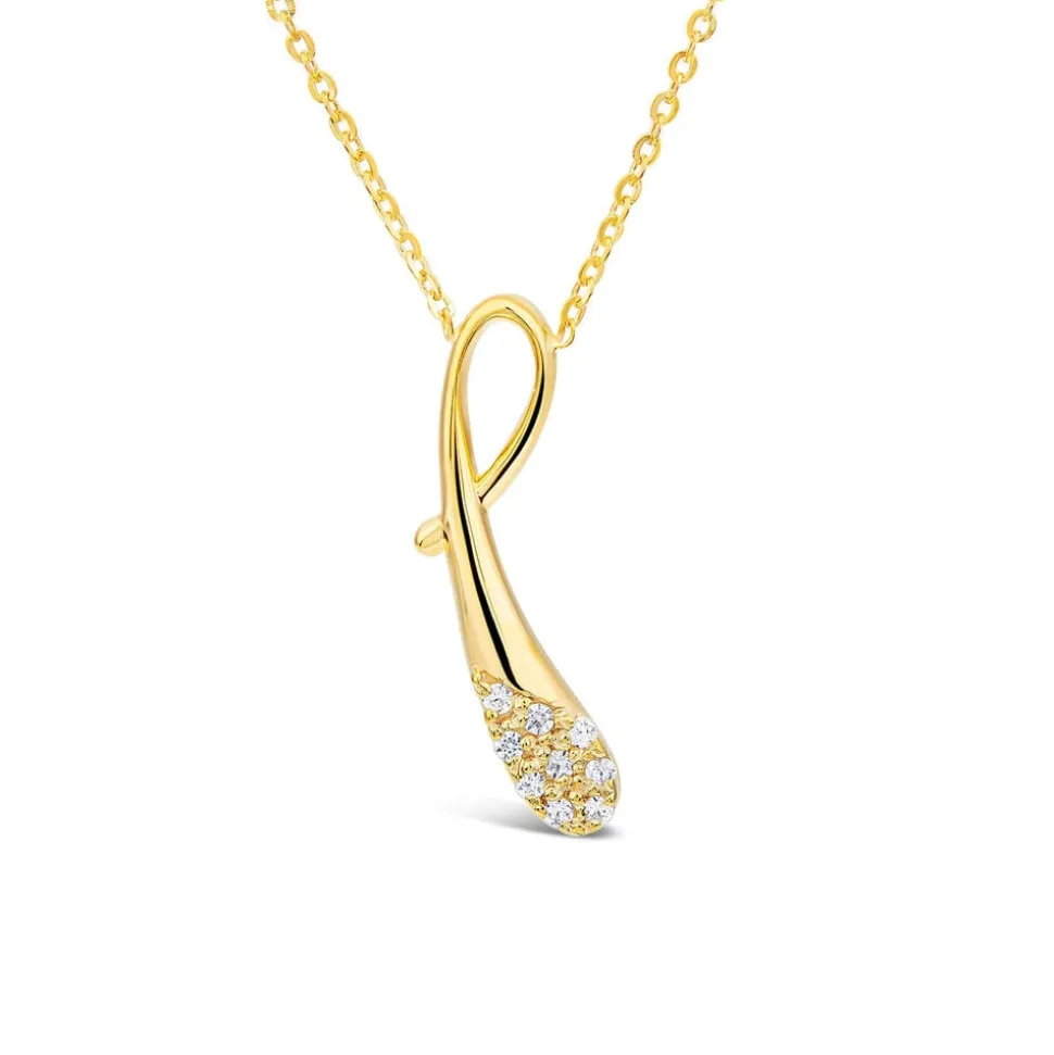 9ct Yellow Gold Cubic Zirconia Ribbon Shaped Pendant