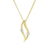 9ct Yellow Gold Cubic Zirconia Open Wave Pendant