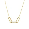 9ct Yellow Gold Cubic Zirconia Set Centre 3 Link Necklet