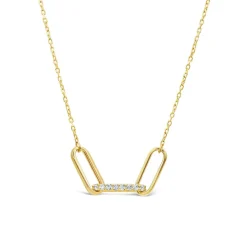 9ct Yellow Gold Cubic Zirconia Set Centre 3 Link Necklet