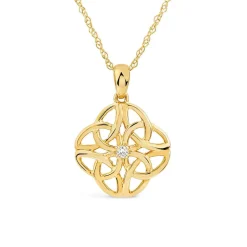 9ct Yellow Gold Cubic Zirconica Celtic Knot Pendant