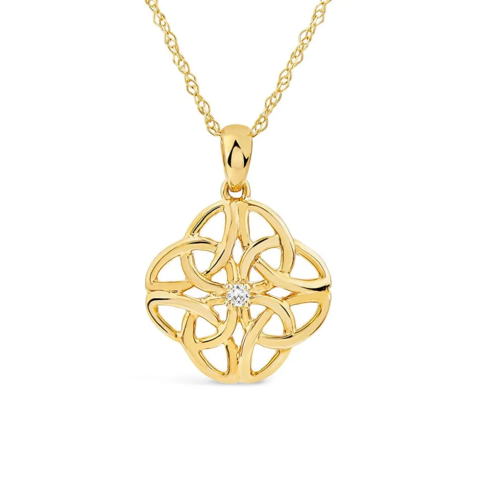 9ct Yellow Gold Cubic Zirconica Celtic Knot Pendant