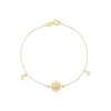 9ct Yellow Gold Cubic Zirconia Sun & Moon & Star Chain Bracelet