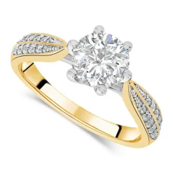 9ct Yellow Gold Cubic Zirconia Solitaire & Pav&eacute; Cubic Zirconia Dress Ring