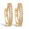 9ct Yellow Gold Cubic Zirconia Trend Hoop Earrings