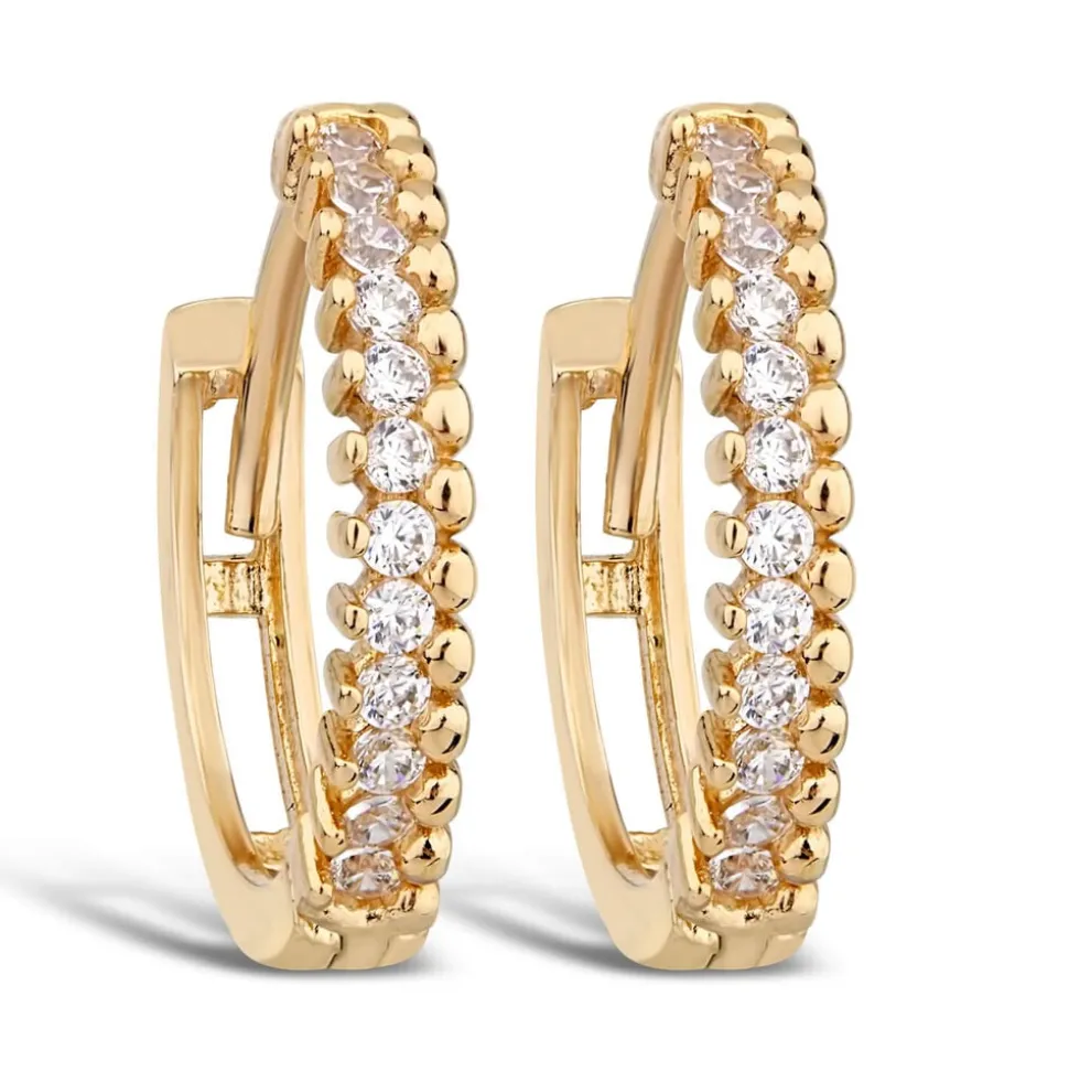 9ct Yellow Gold Cubic Zirconia Trend Hoop Earrings