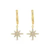9ct Yellow Gold Cubic Zirconia Set North Star Hoop Earrings