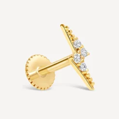 9ct Yellow Gold Cubic Zirconia Set Lightning Single Stud Earring