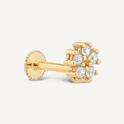 9ct Yellow Gold Cubic Zirconia Flower Single Stud Earring
