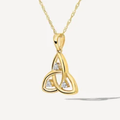 9ct Yellow Gold Cubic Zirconia Trinity Knot Pendant
