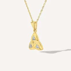 10ct Yellow Gold Cubic Zirconia Trinity Knot Pendant