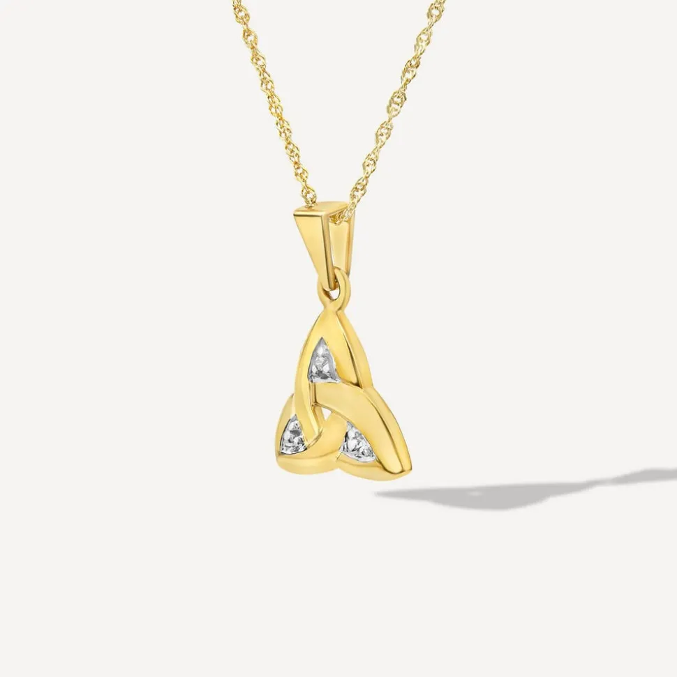 10ct Yellow Gold Cubic Zirconia Trinity Knot Pendant