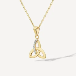 9ct Yellow Gold Cubic Zirconia Trinity Knot Pendant