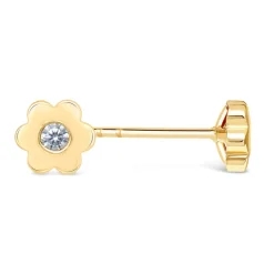 9ct Yellow Gold Cubic Zirconia Set Simple Flower Kids Stud Earrings