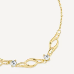 9ct Yellow Gold Cubic Zirconia Set Twist Curve Bracelet