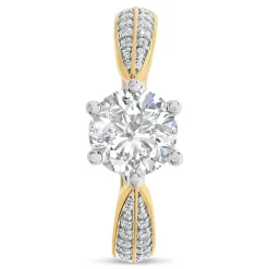 9ct Yellow Gold Cubic Zirconia Solitaire & Pav&eacute; Cubic Zirconia Dress Ring