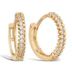 9ct Yellow Gold Cubic Zirconia Trend Hoop Earrings