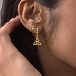 9ct Yellow Gold Cubic Zirconia Trinity Knot Stud Earrings