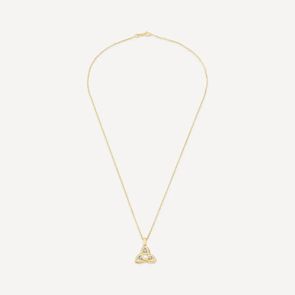 9ct Yellow Gold Cubic Zirconia Trinity Knot Pendant