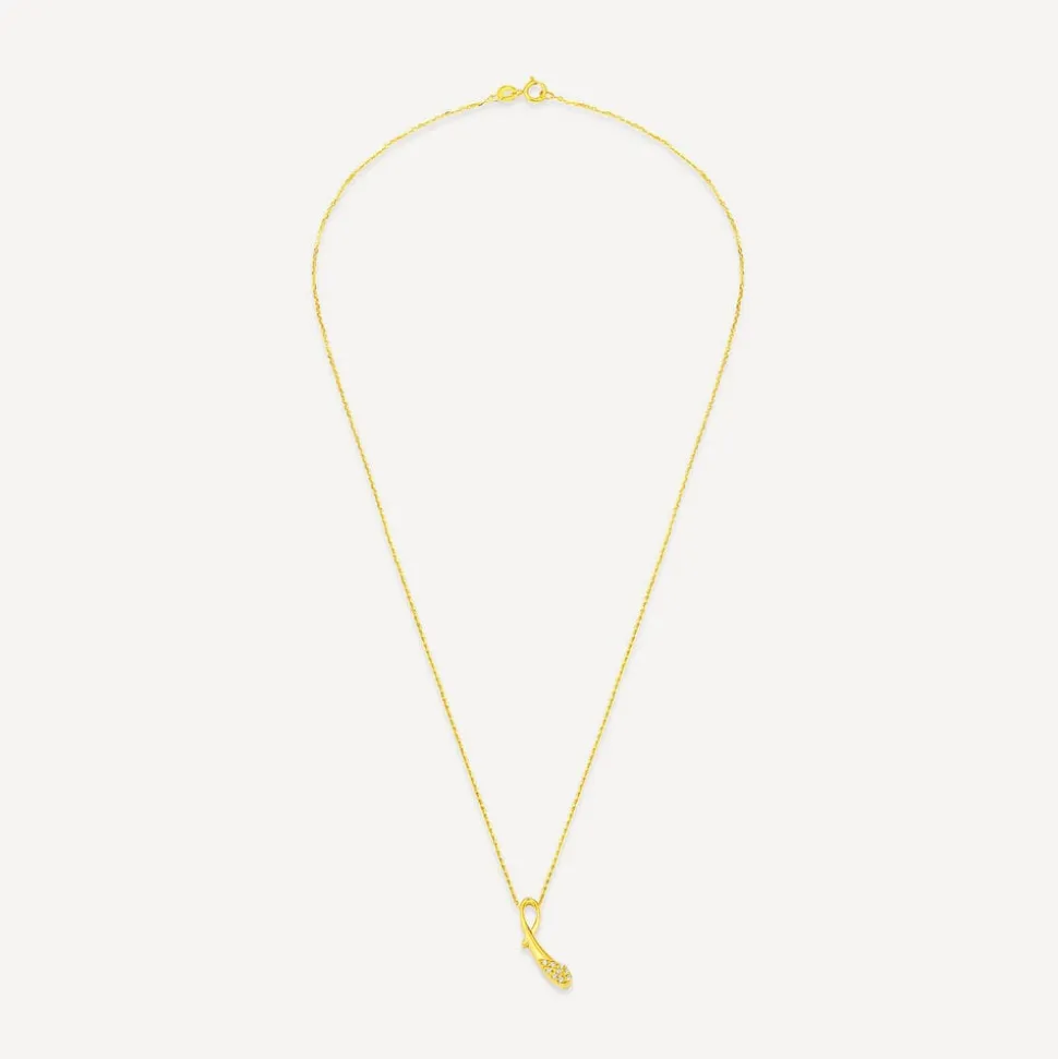 9ct Yellow Gold Cubic Zirconia Ribbon Shaped Pendant