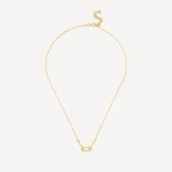 9ct Yellow Gold Cubic Zirconia Set Centre 3 Link Necklet
