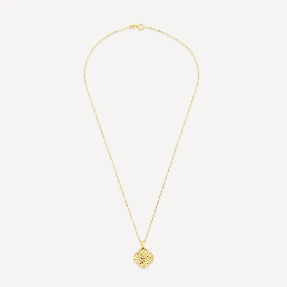 9ct Yellow Gold Cubic Zirconica Celtic Knot Pendant