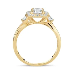 9ct Yellow Gold Cubic Zirconia Square Halo Twist Ring