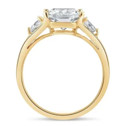 9ct Yellow Gold Cubic Zirconia Cushion & Sides Ring
