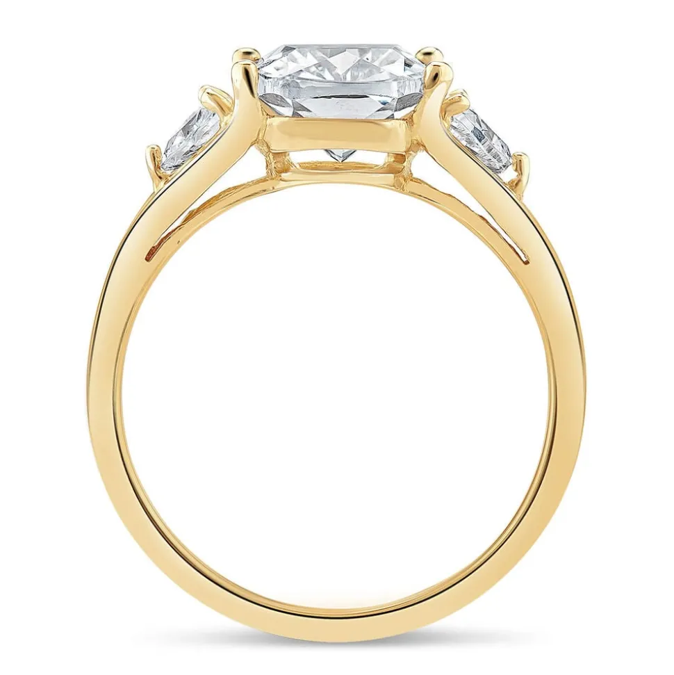 9ct Yellow Gold Cubic Zirconia Cushion & Sides Ring