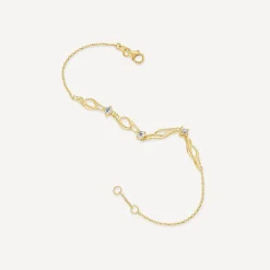 9ct Yellow Gold Cubic Zirconia Set Twist Curve Bracelet