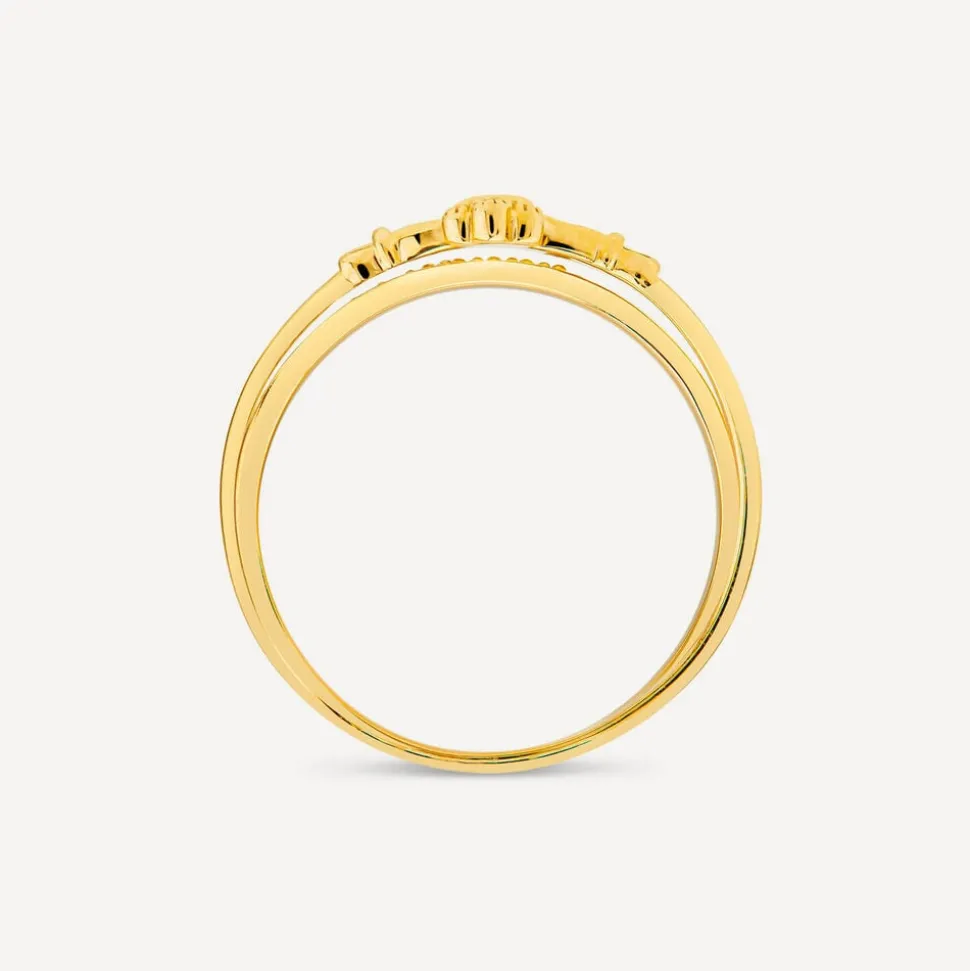 9ct Yellow Gold Cubic Zirconia X Over Claddagh Ring
