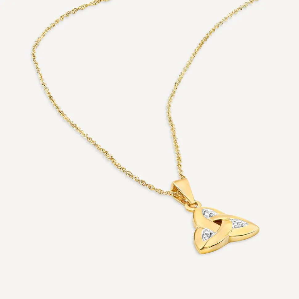 10ct Yellow Gold Cubic Zirconia Trinity Knot Pendant