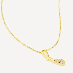 9ct Yellow Gold Cubic Zirconia Ribbon Shaped Pendant