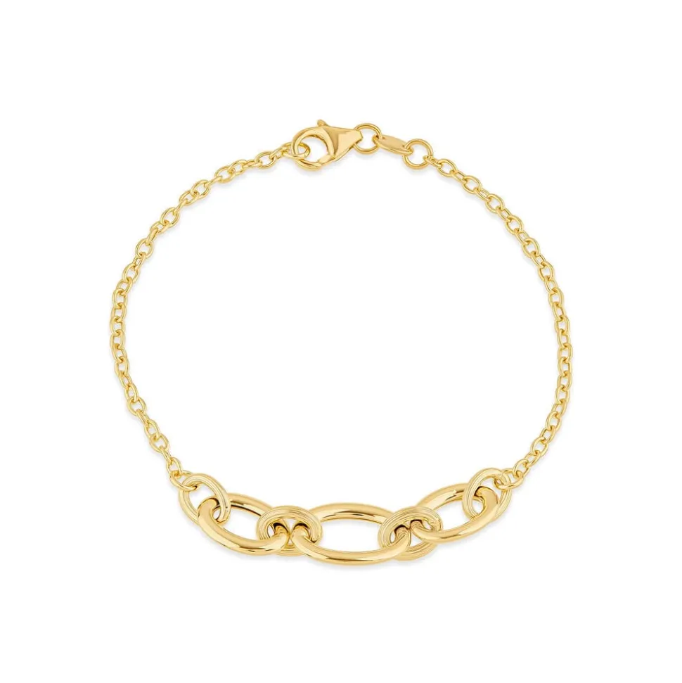 9ct Yellow Gold Curb Link Centre Bracelet