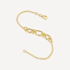 9ct Yellow Gold Curb Link Centre Bracelet