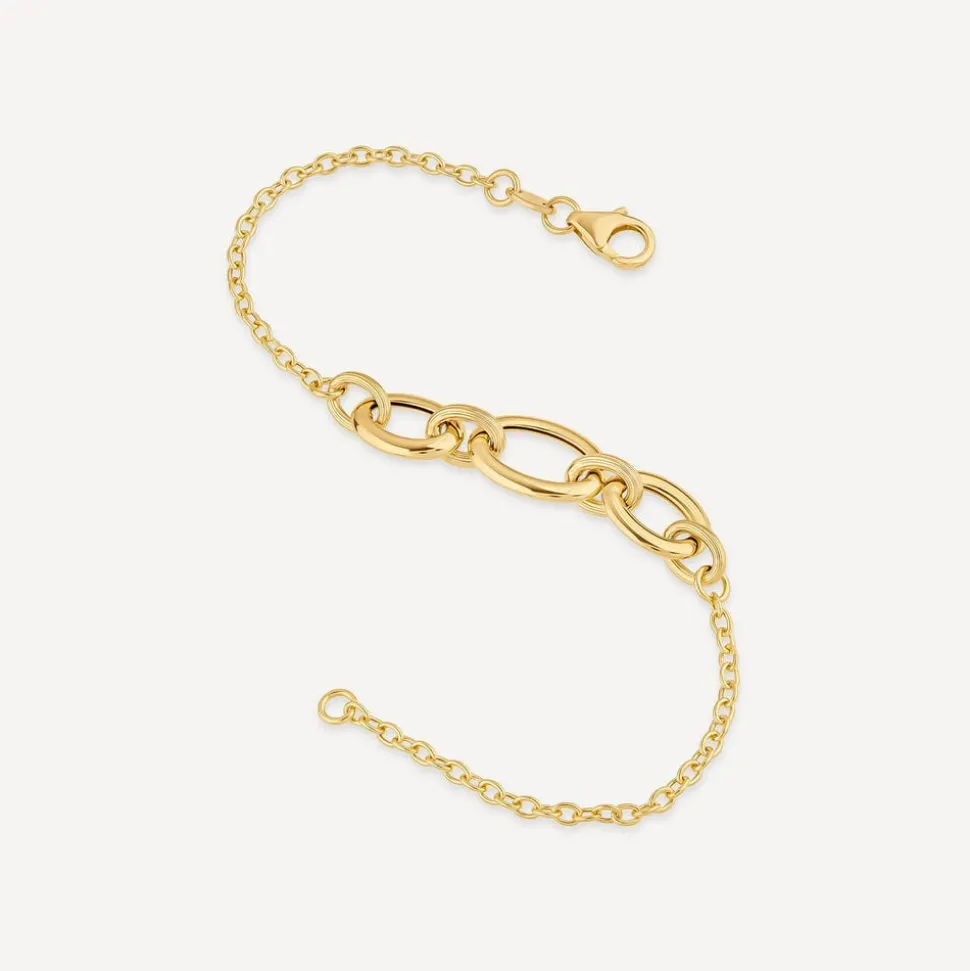 9ct Yellow Gold Curb Link Centre Bracelet