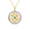 14ct Yellow Gold Diamond & Emerald Trinity Knot Pendant