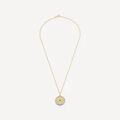 14ct Yellow Gold Diamond & Emerald Trinity Knot Pendant
