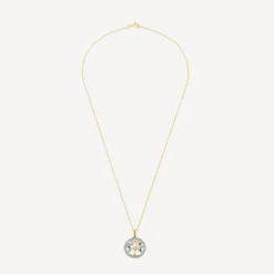 14ct Yellow Gold Diamond & Emerald Tree of Life Pendant