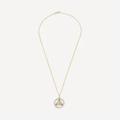 14ct Yellow Gold Diamond & Emerald Trinity Knot Round Pendant