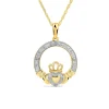 14ct Yellow Gold Diamond Claddagh Pendant