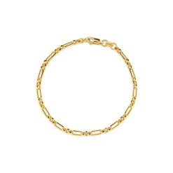 9ct Yellow Gold Diamond Cut Figaro Belcher Bracelet
